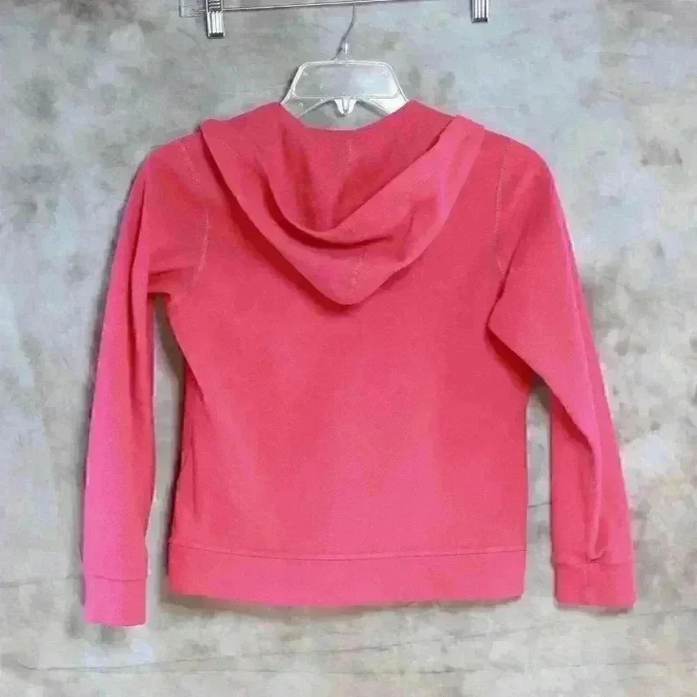 Girls Patagonia Size M Pink lightweight fleece hooded jacket with pockets